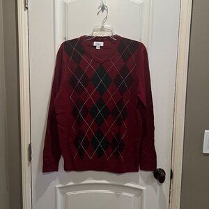 Croft & Barrow Men's Burgundy Argyle Sweater, Size M